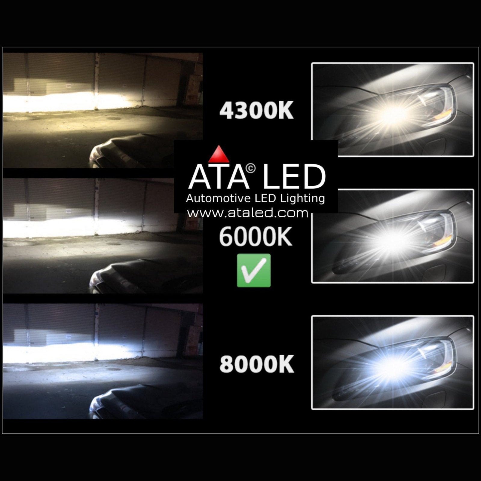 9007/HB5 - 25,000 Lúmens - (1 Set) 2 x ATALED Headlight bulbs - 6000k Pure White Color