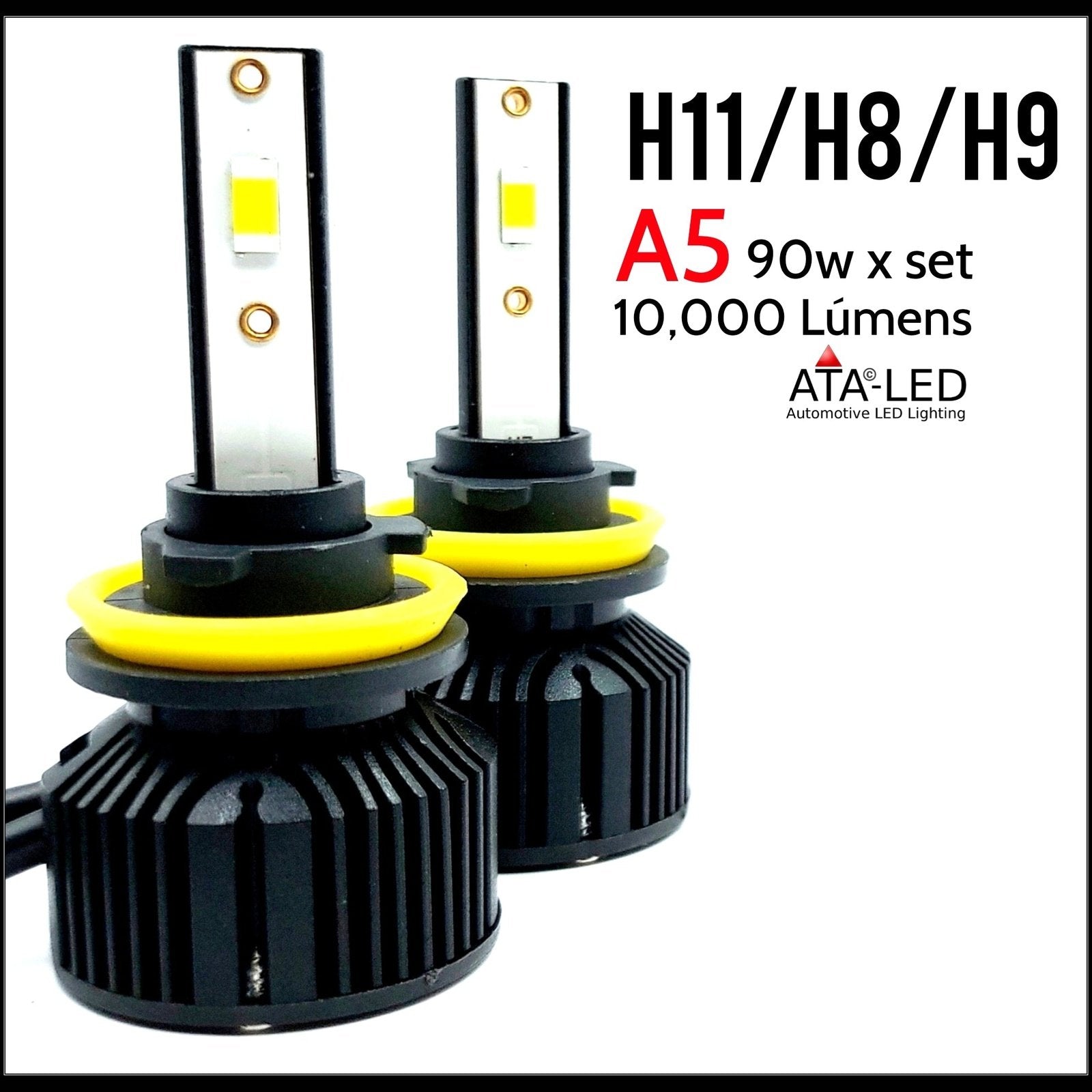 H11/H8/H9 LED - A5 - 6000k White High Intensity (1 Set) 2 x ATALED Headlight bulbs