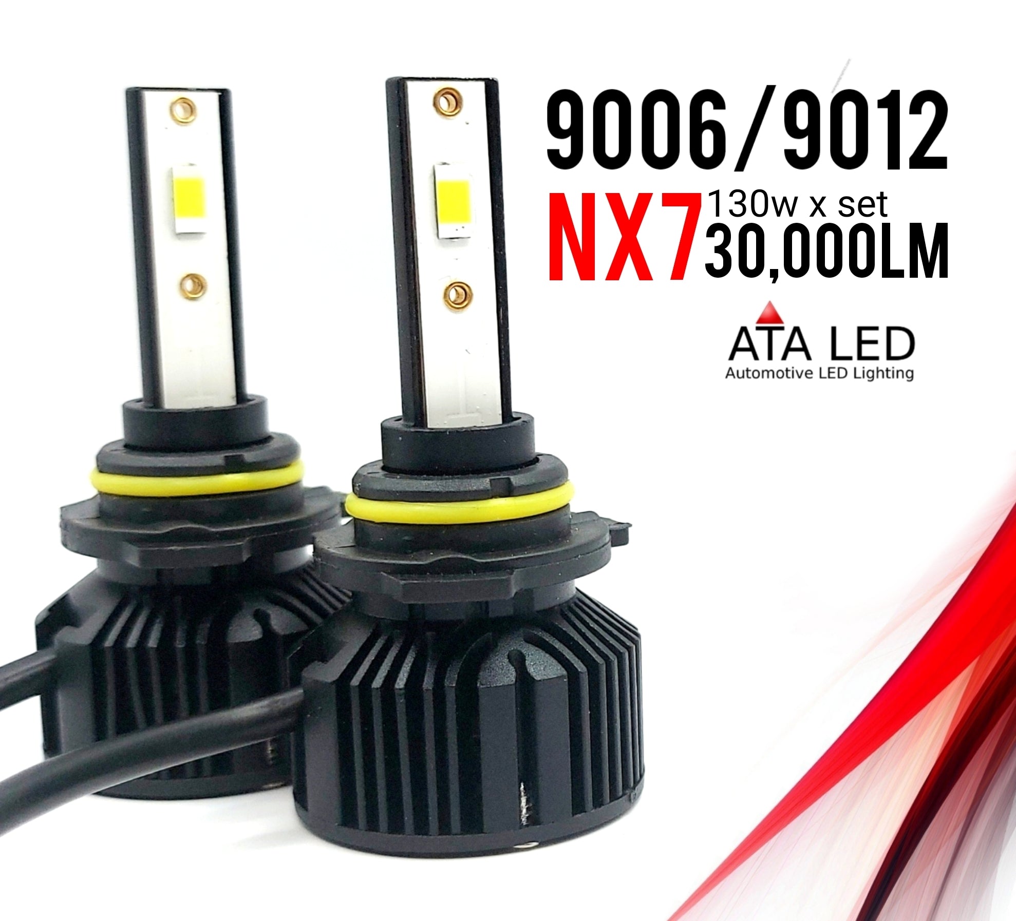 *NEW VERSION*  9006/HB4/9012 - NX7 - 30,000LM 6000k White 2 x ATALED Headlight bulbs