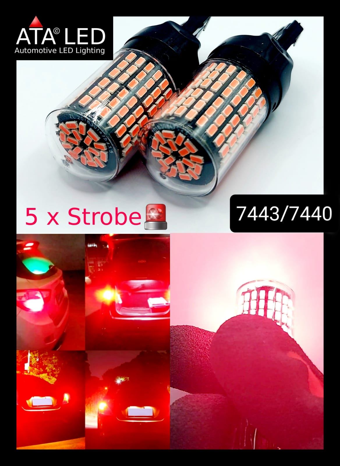 7440 7443 ATALED Strobe red flashing tail lights 5x strobe 